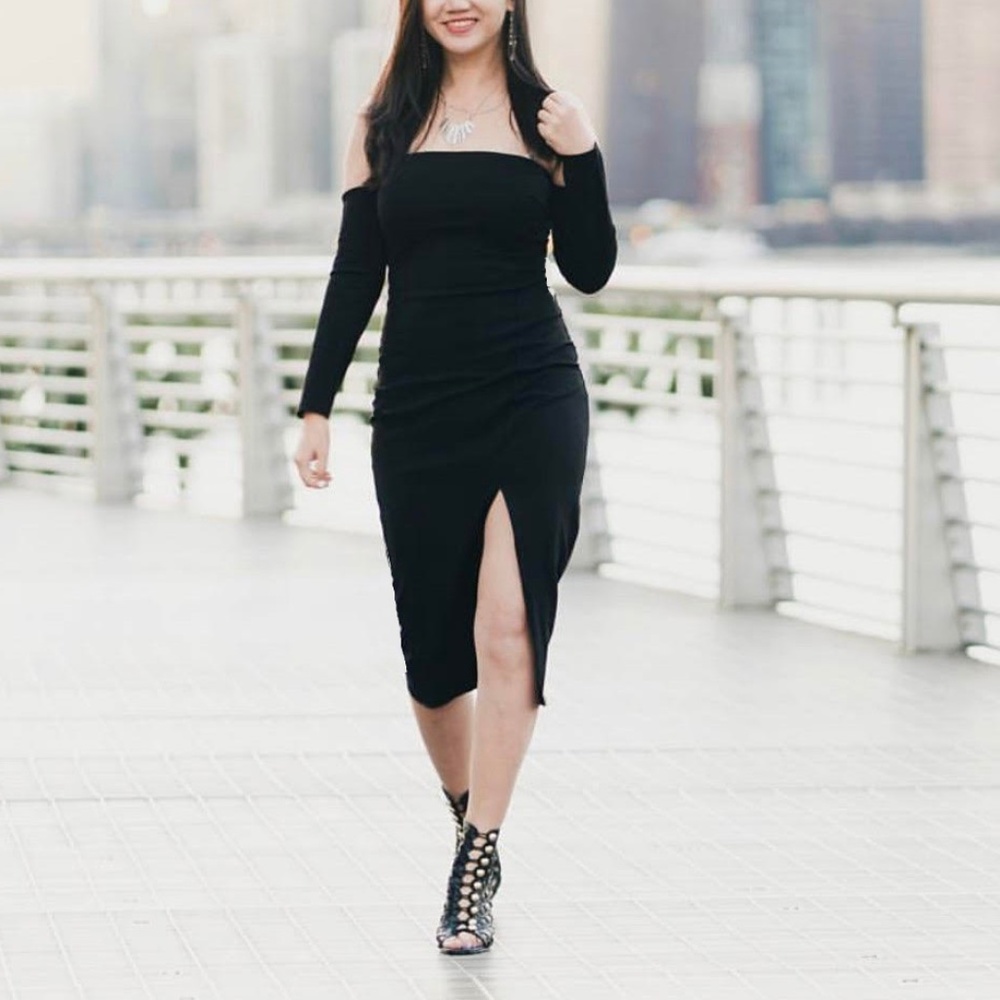 Off Shoulder Long Sleeve Dress